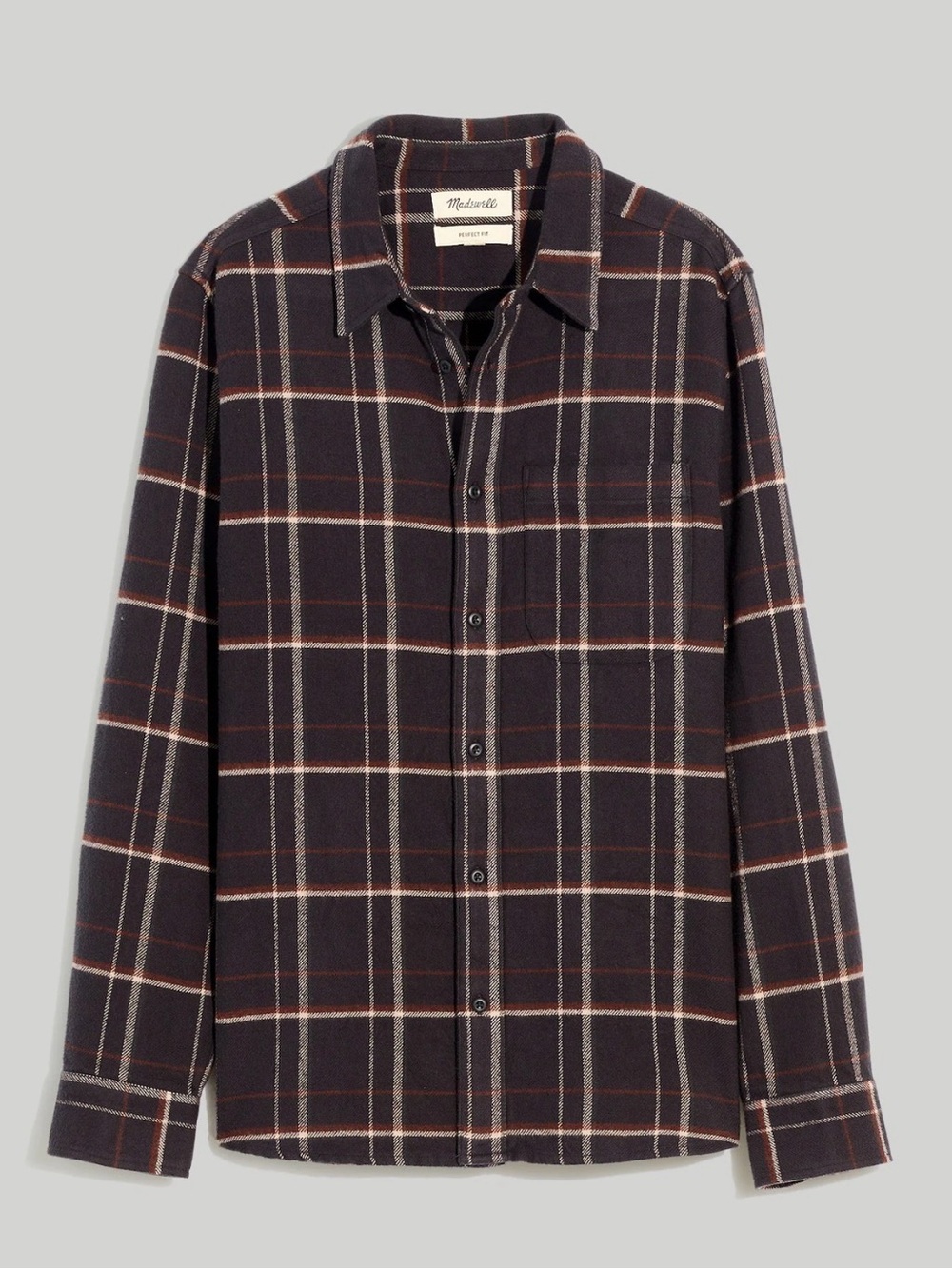 Madewell Navy Plaid Button-Down Shirt with White & Tan Windowpane